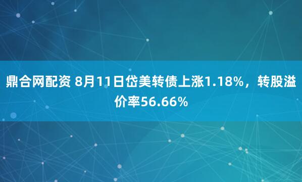 鼎合网配资 8月11日岱美转债上涨1.18%，转股溢价率56.66%